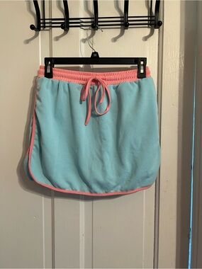 Women’s Aqua Skirt with Pink Trim